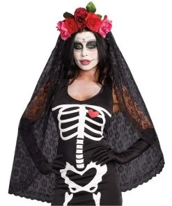 M Distribution Pty Ltd Hats & Headwear Day Of The Dead Floral Headpiece With Veil