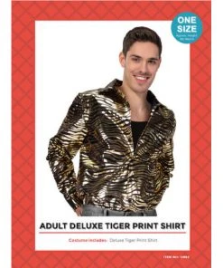 JD Party Mensc Tiger Print Disco Shirt