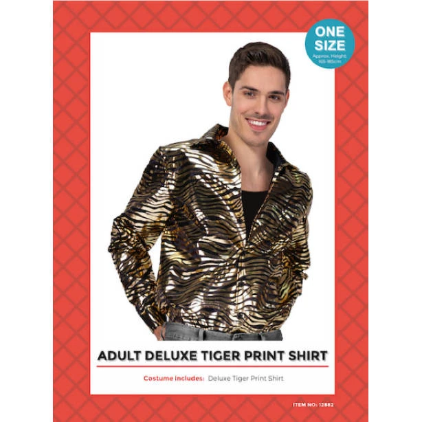 JD Party Mensc Tiger Print Disco Shirt 1 JD Party Mensc Tiger Print Disco Shirt