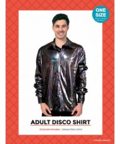 JD Party Adult 70s Disco Shirt - Black Oil Slick
