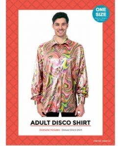 JD Party Adult 70s Disco Shirt - Rainbow Swirl