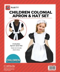 JD Party Girls Costumes Colonial Apron & Hat Set - Child