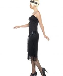 Smiffys 1920's Simple Black Slip Flapper Costume Ladiesc