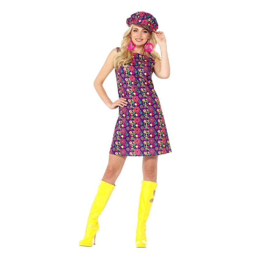 Smiffys 1960s Psychedelic CND Costume Ladiesc 1 Smiffys 1960s Psychedelic CND Costume Ladiesc