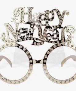 JD Party Happy New Years Cursive Party Glasses - Gold And Silver