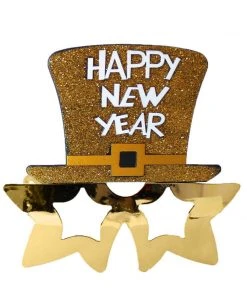 JD Party Happy New Year Top Hat Star Glasses - Gold Or Silver