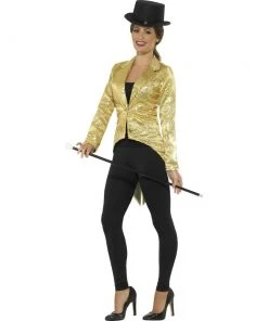 Smiffys Gold Tailcoat Jacket - Ladies