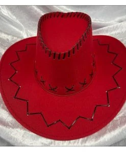 JD Party Fluro Cowboy Hat - Red Hats & Headwear