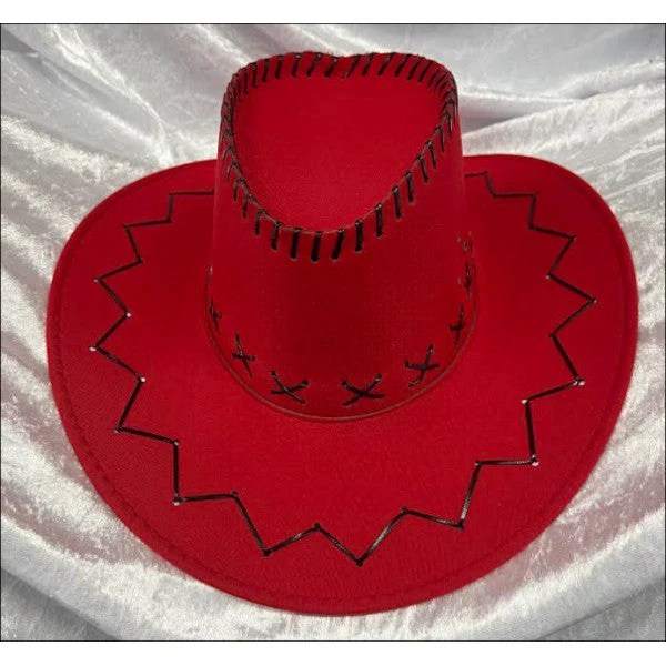 JD Party Fluro Cowboy Hat - Red Hats & Headwear 1 JD Party Fluro Cowboy Hat - Red Hats & Headwear