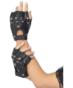 Smiffys Punk Gloves - Studded Punk