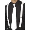 Smiffys Suspenders & Ties White Elasticated Braces