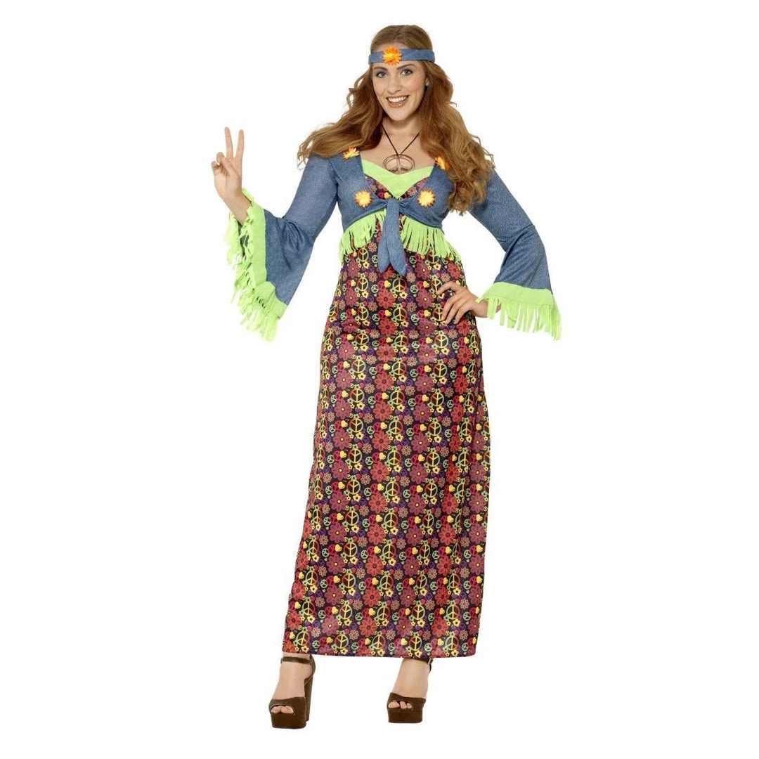 Smiffys Curves Hippy Lady Costume Ladiesc 1 Smiffys Curves Hippy Lady Costume Ladiesc