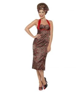 Smiffys Cherry Print Rockabilly Costume Ladiesc