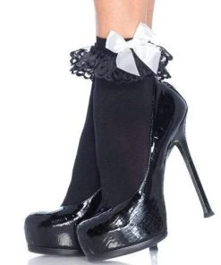 Tomfoolery Bow & Lace Ruffle Socks