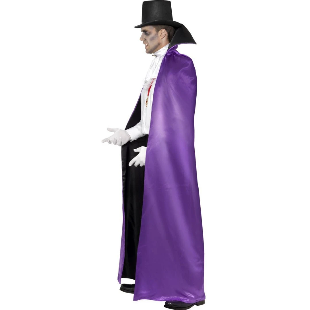 Smiffys Black And Purple Reversible Count Cape 2 Smiffys Black And Purple Reversible Count Cape