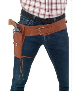 Smiffys Adult Tan Faux Leather Single Holster With Belt Weapons & Armour