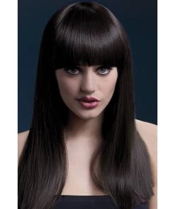 Smiffys Brown Long Blunt Cut With Fringe Fever Wig - Alexia Wigsc
