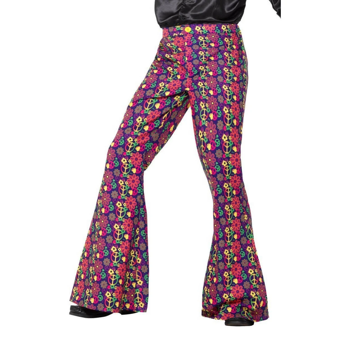 Smiffys 60s Psychedelic CND Flarred Trousers - Mens 1 Smiffys 60s Psychedelic CND Flarred Trousers - Mens