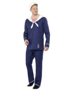 Smiffys Occupations & Uniforms Sailor Man Costume - Blue & White