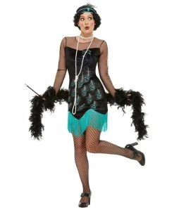 Smiffys 1920s Peacock Sequin Design Flapper Costume Ladiesc