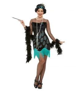 Smiffys 1920s Peacock Sequin Design Flapper Costume Ladiesc