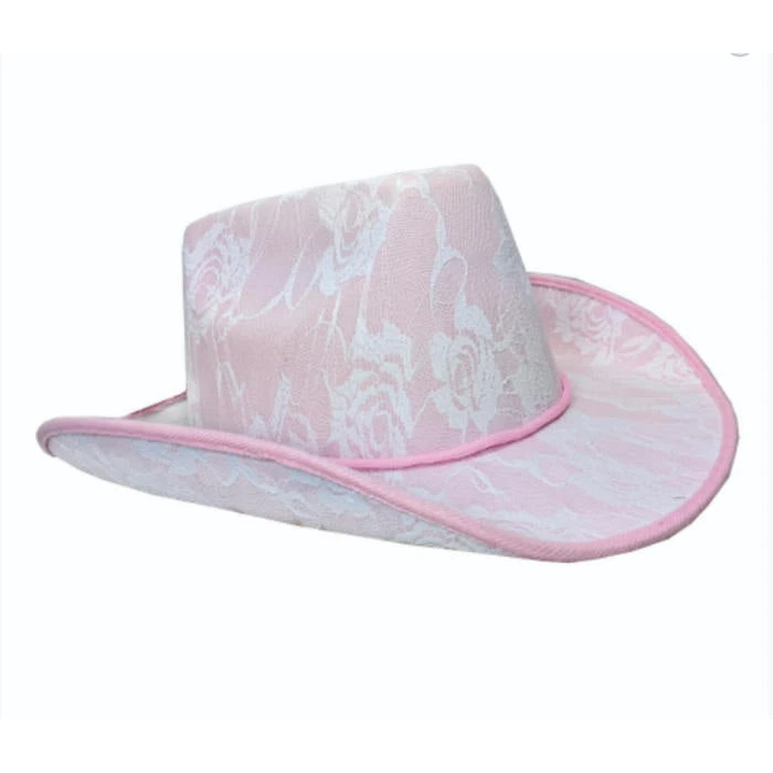 Trademart Accessoriesc Pink Lacy Festival Cowgirl Hat 1 Trademart Accessoriesc Pink Lacy Festival Cowgirl Hat