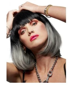 Smiffys Manic Panic Alien Grey Glam Doll Wig