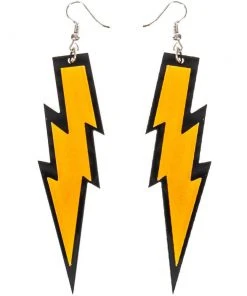 Allen Trading 1980's Glittery Neon 80's Lightning Bolt Earrings - Asst Colours