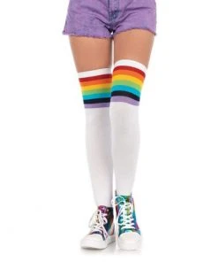 Tomfoolery Over The Rainbow Opaque Thigh Highs - Leg Avenue
