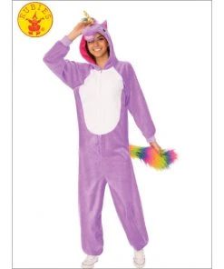 Rubie's Deerfield Purple Unicorn Hooded Onesie Costume - Adult