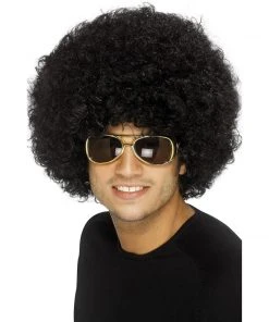 Smiffys Black 70's Funky Afro Wig 1960's