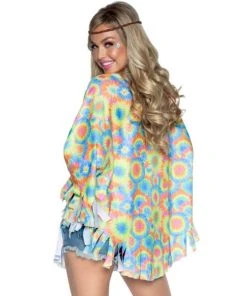 Tomfoolery 70's Hippie Poncho - Tie Dye Effect Ladiesc