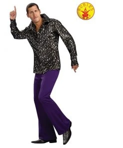 Rubie's Deerfield 70s Disco Shirt - Silver Stars - Adult Mensc