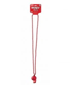 Forum Novelties Accessoriesc Metallic Red Bead Necklace With Whistle