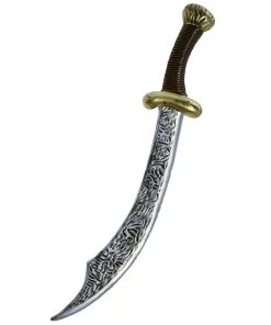 Forum Novelties Curved Dagger With Engraving Textured Blade And Gold Hilt