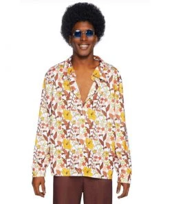 Tomfoolery Mensc Men's 70s Floral Disco Shirt
