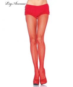 Tomfoolery Hosiery Fishnet Tights - Red