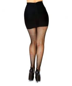 Tomfoolery Rhinestone Fishnet Tights - Black Hosiery