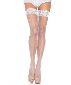 Tomfoolery Fishnet Thigh Highs With Lace Band Accessoriesc