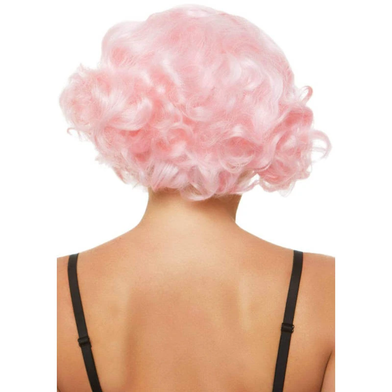 Tomfoolery 1920's Pastel Pink Curly Bob Wig 2 Tomfoolery 1920's Pastel Pink Curly Bob Wig