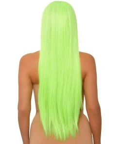 Tomfoolery 33" Long Straight Center Part Wig - Neon Green Wigsc