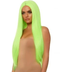 Tomfoolery 33" Long Straight Center Part Wig - Neon Green Wigsc