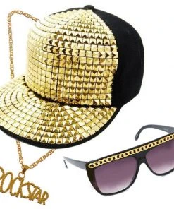 Swedia's Party Rock Kit - Studded Cap, Glasses, Neck Chain Accessoriesc