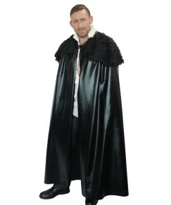 Swedia's Barbarian Men's Black Cape With Fur Collar