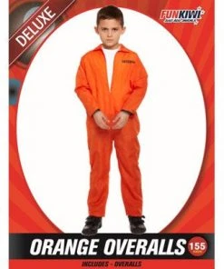 Allen Trading Occupations & Uniforms Orange Overalls Teen Costume