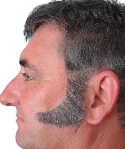 Carnival Products Facial Hair Sideburns 70's Curved Human Hair