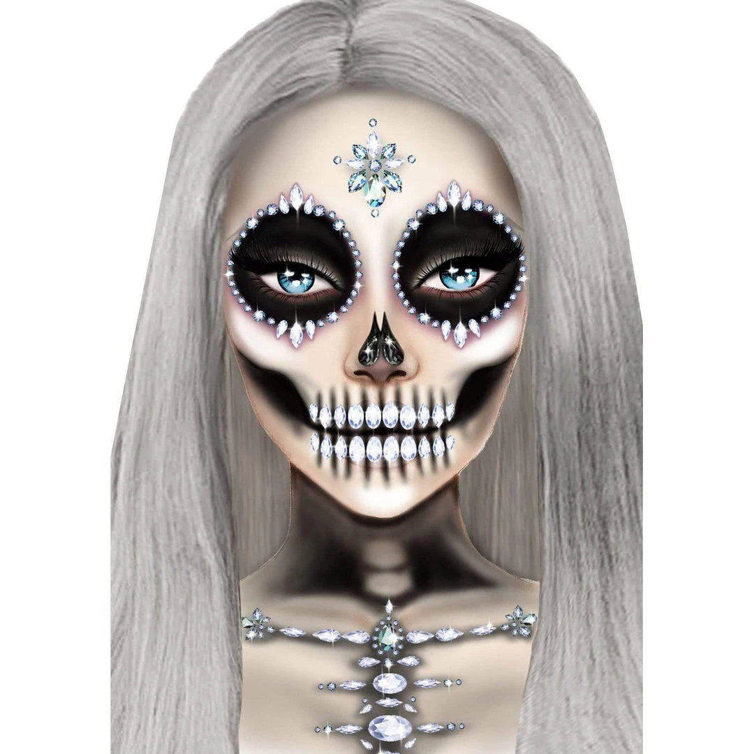 Tomfoolery Skeleton Rhinestone Stick-On Face Jewels Halloweenc 1 Tomfoolery Skeleton Rhinestone Stick-On Face Jewels Halloweenc