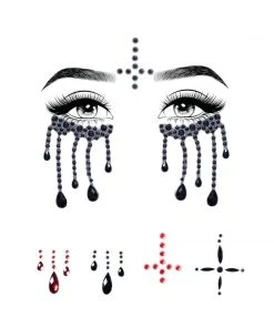 Tomfoolery Accessoriesc Possessed Evil Nun Rhinestone Stick-On Face Jewels