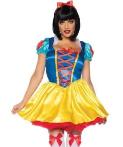 Tomfoolery Ladiesc Fairytale Snow White Short Costume By Leg Avenue