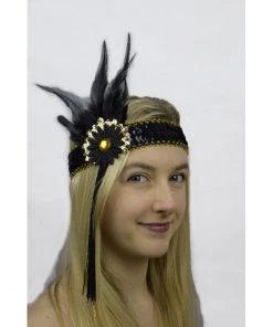 Interalia Group 1920's Flapper Headband Black And Gold